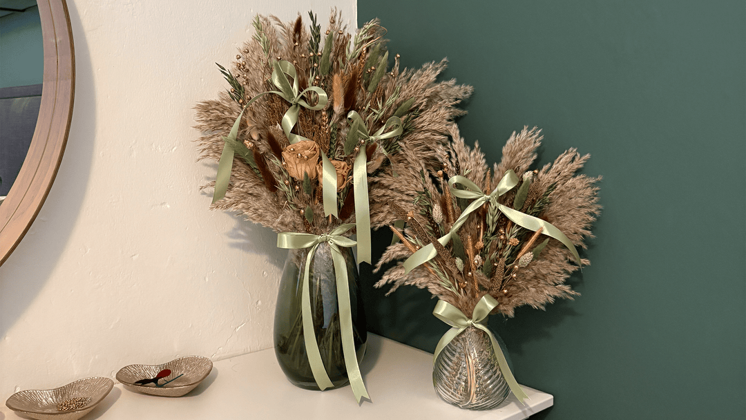 Metallic & Jewel Tones Dried Flower Arrangements - Pampas Tallo
