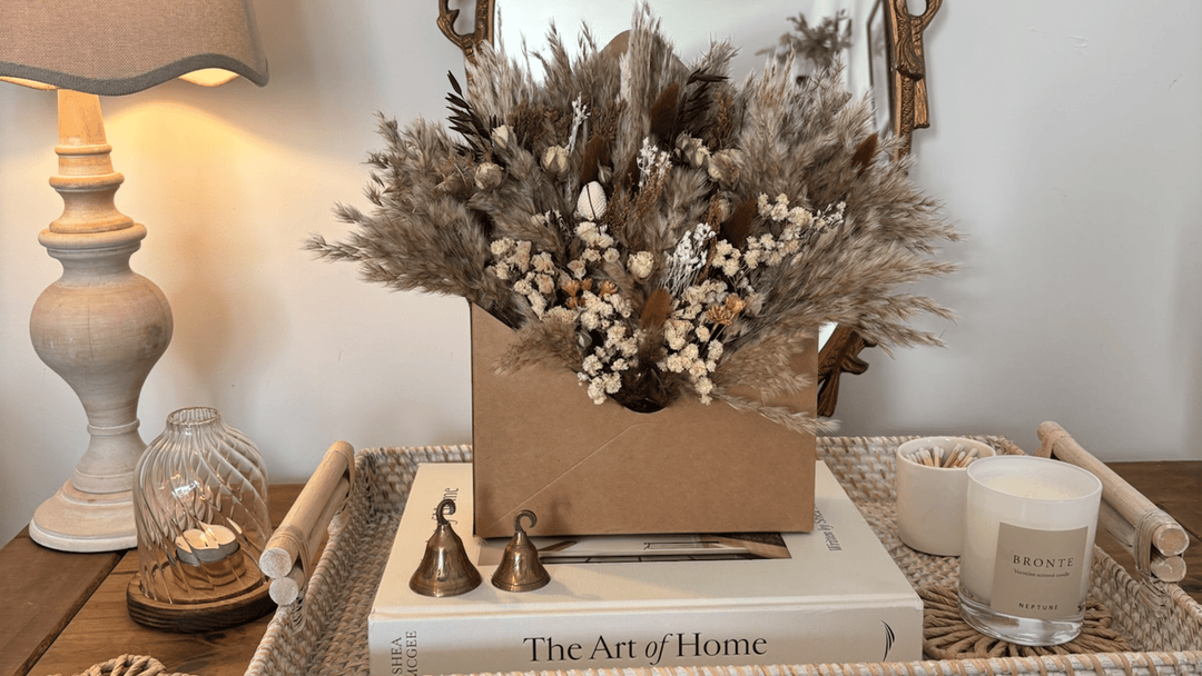 Orange & Yellow Dried Flower Arrangements - Pampas Tallo