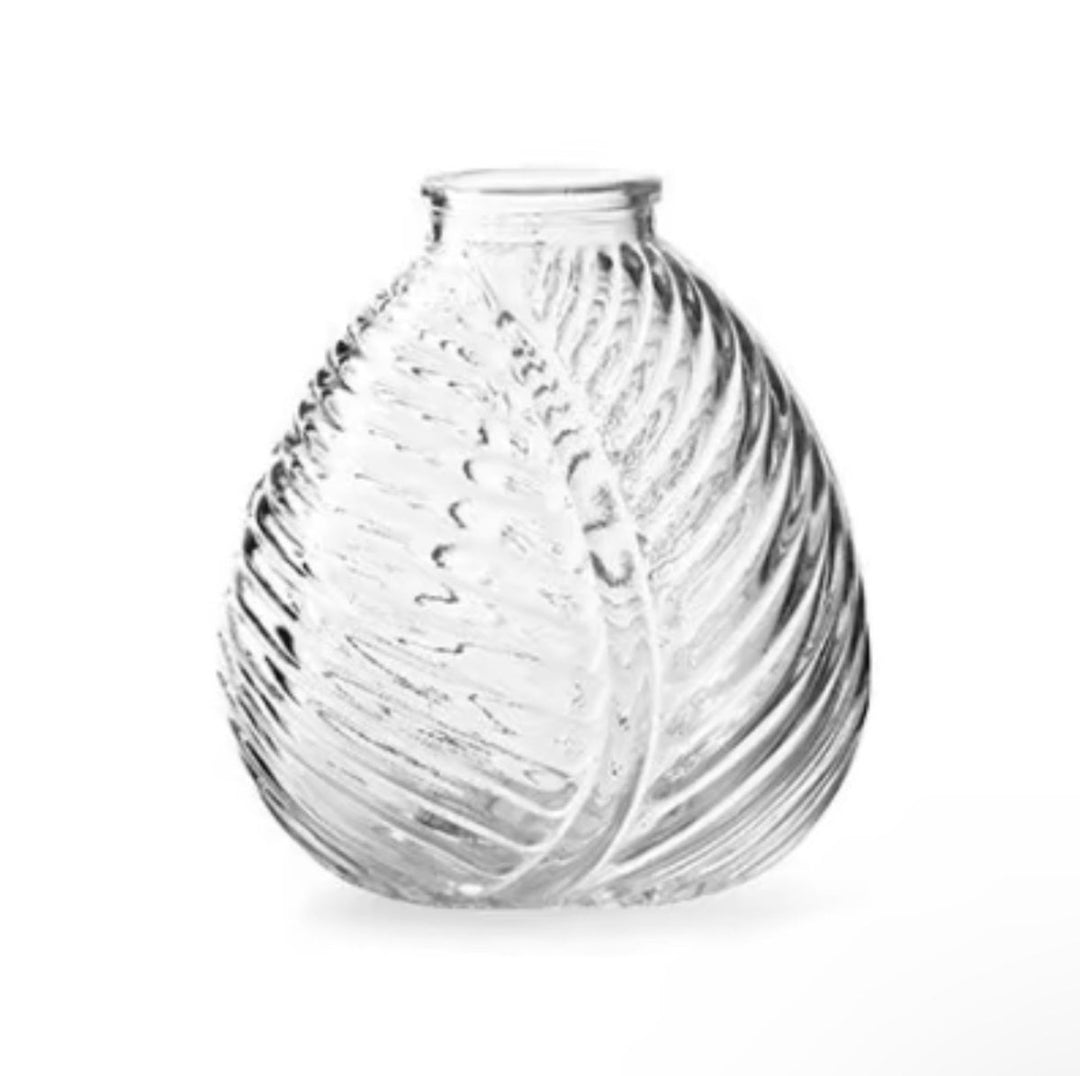 13cm Glass Leaf Vase - Pampas Tallo