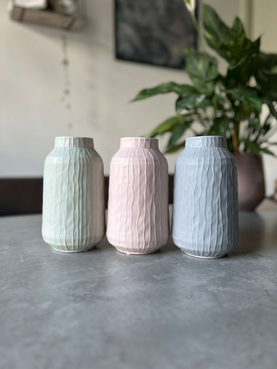 20cm Glazed Ceramic Vase - Pampas Tallo