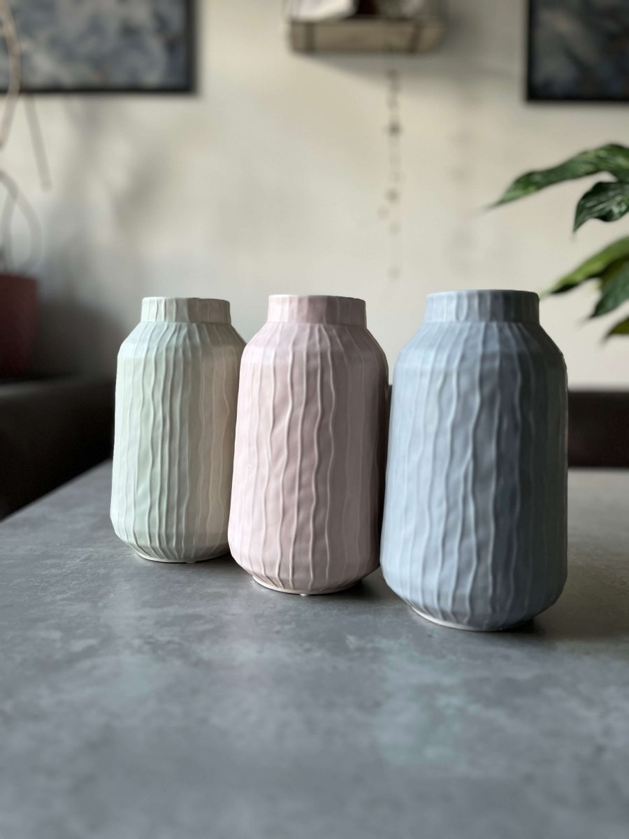 20cm Glazed Ceramic Vase - Pampas Tallo