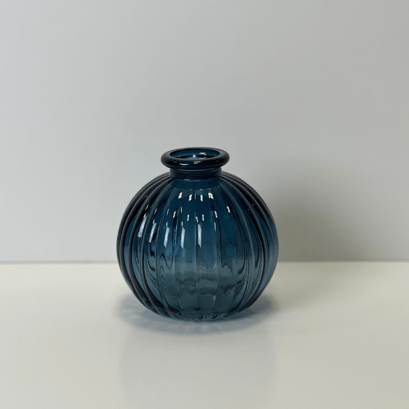 9cm Ribbed Glass Ball Vase - Pampas Tallo