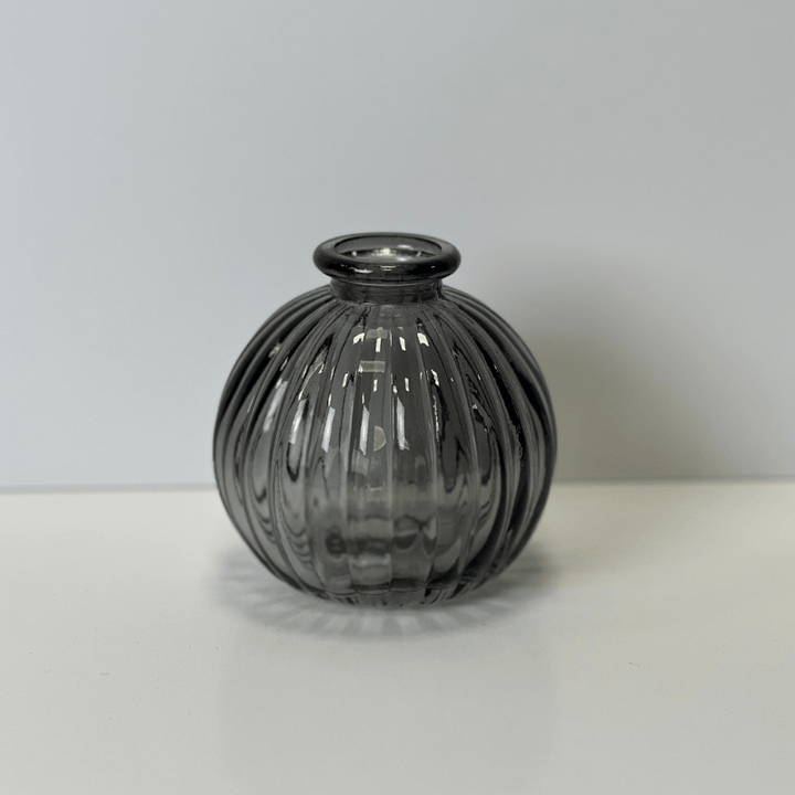 9cm Ribbed Glass Ball Vase - Pampas Tallo