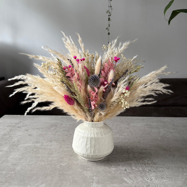 Lolita Dried Flower Arrangement | Cream, Pink, Purple &amp; Green