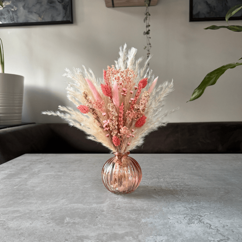 Alena Dried Flower Arrangement In Coral, Pink & Cream - Pampas Tallo