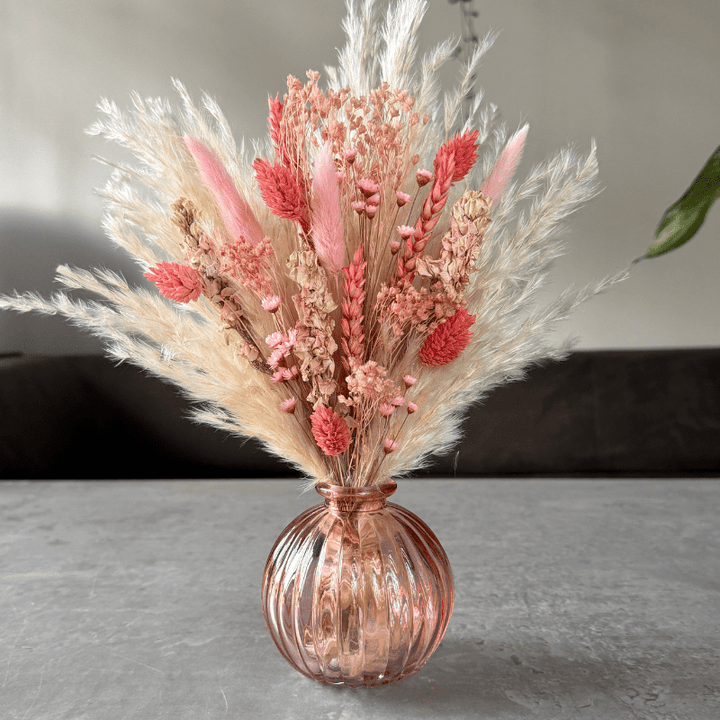 Alena Dried Flower Arrangement In Coral, Pink & Cream - Pampas Tallo