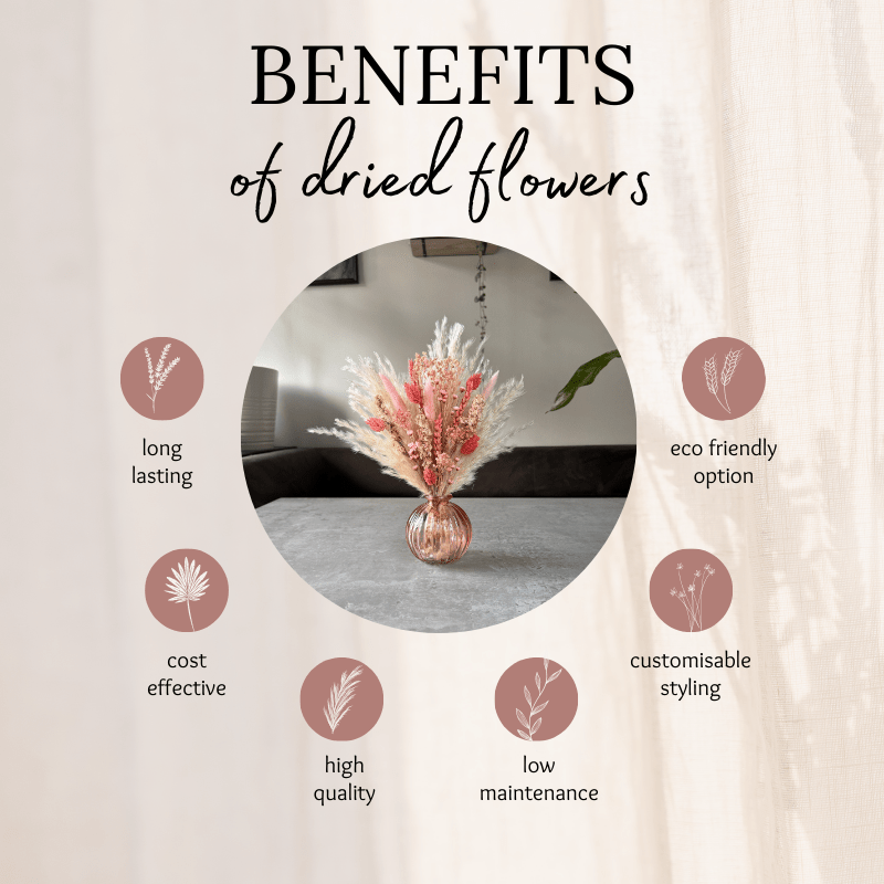 Alena Dried Flower Arrangement In Coral, Pink & Cream - Pampas Tallo