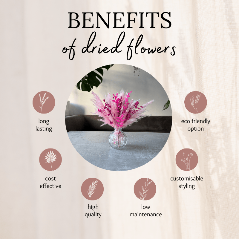 Amara Dried Flower Arrangement In Pink - Pampas Tallo