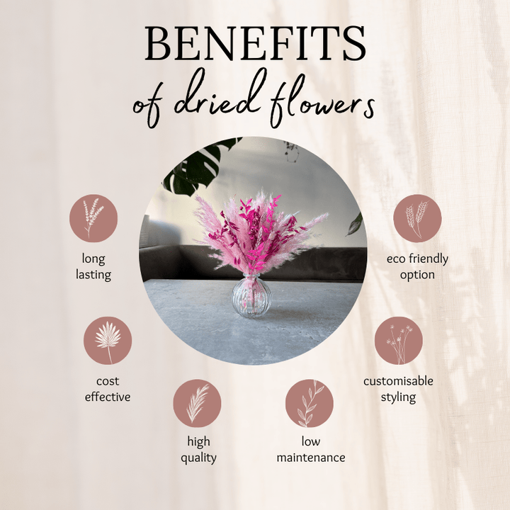 Amara Dried Flower Arrangement In Pink - Pampas Tallo