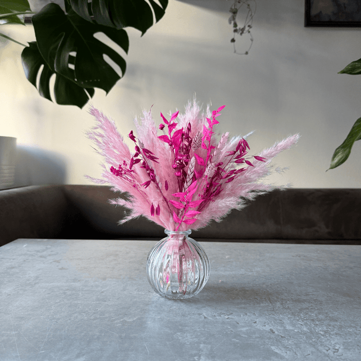 Amara Dried Flower Arrangement In Pink - Pampas Tallo