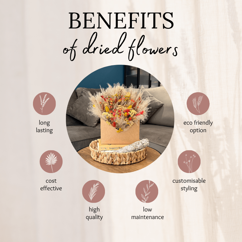 Amy Envelope Dried Flower Box In Natural, Yellow, Orange & Red - Pampas Tallo