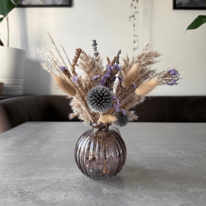 Bonnie Dried Flower Arrangement In Natural & Purple - Pampas Tallo