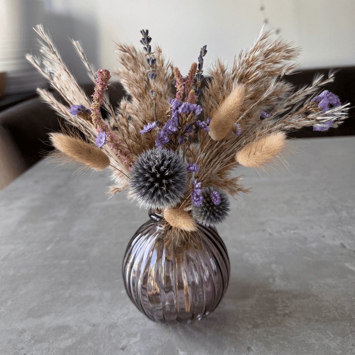 Bonnie Dried Flower Arrangement In Natural & Purple - Pampas Tallo