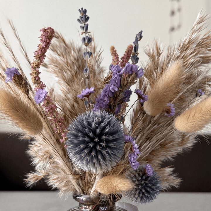 Bonnie Dried Flower Arrangement In Natural & Purple - Pampas Tallo