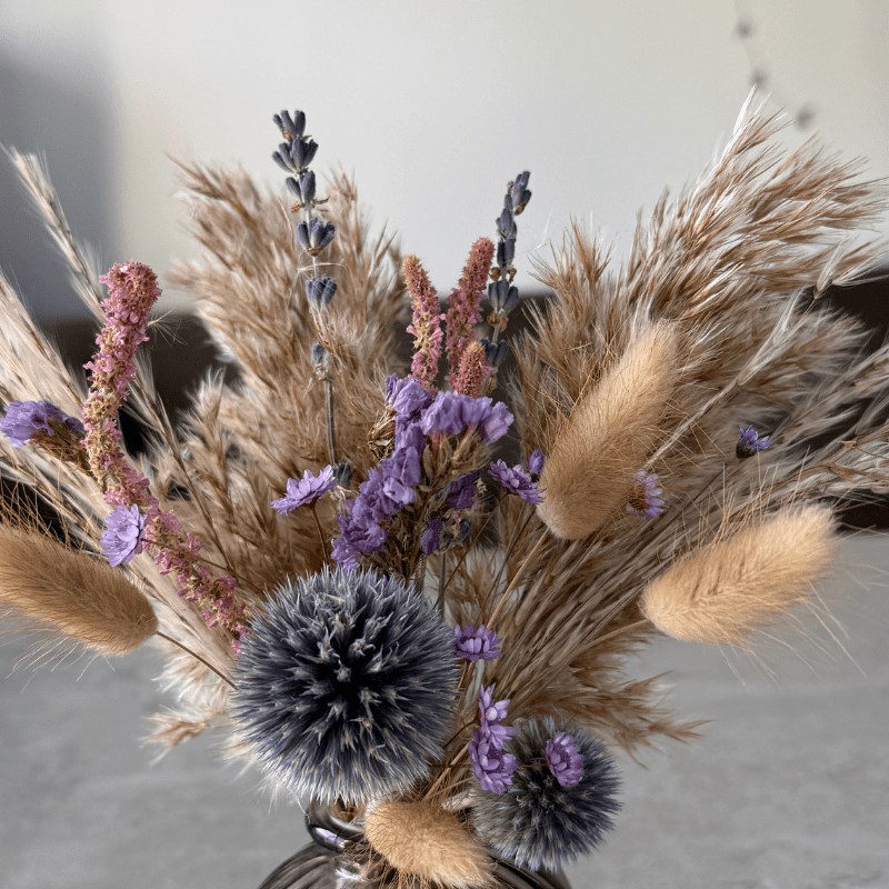 Bonnie Dried Flower Arrangement In Natural & Purple - Pampas Tallo