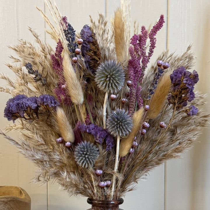 Bonnie Dried Flower Arrangement | Natural &amp; Purple - Pampas Tallo