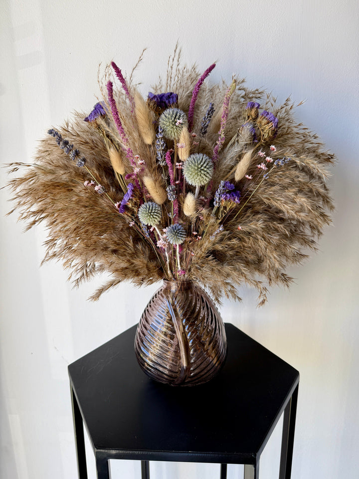 Bonnie Dried Flower Arrangement | Natural &amp; Purple - Pampas Tallo