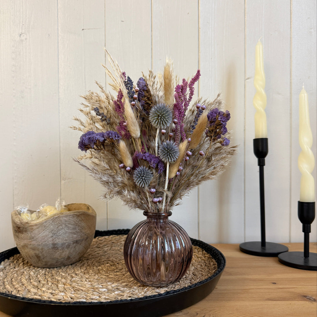 Bonnie Dried Flower Arrangement | Natural &amp; Purple - Pampas Tallo