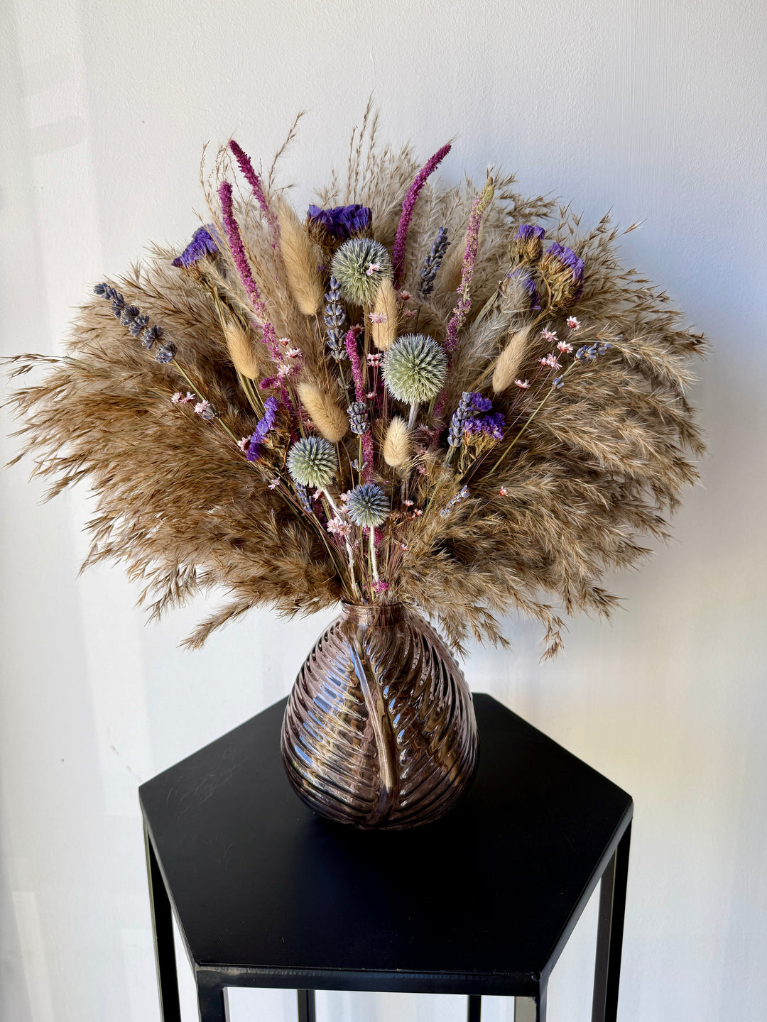 Bonnie Dried Flower Arrangement | Natural &amp; Purple - Pampas Tallo