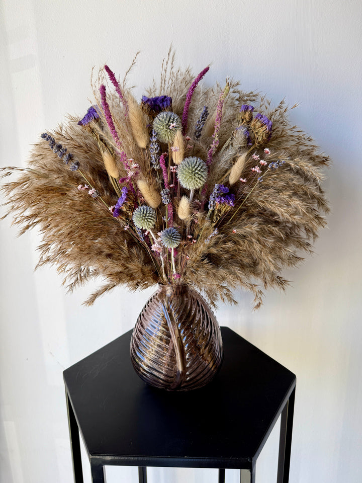 Bonnie Dried Flower Arrangement | Natural &amp; Purple - Pampas Tallo