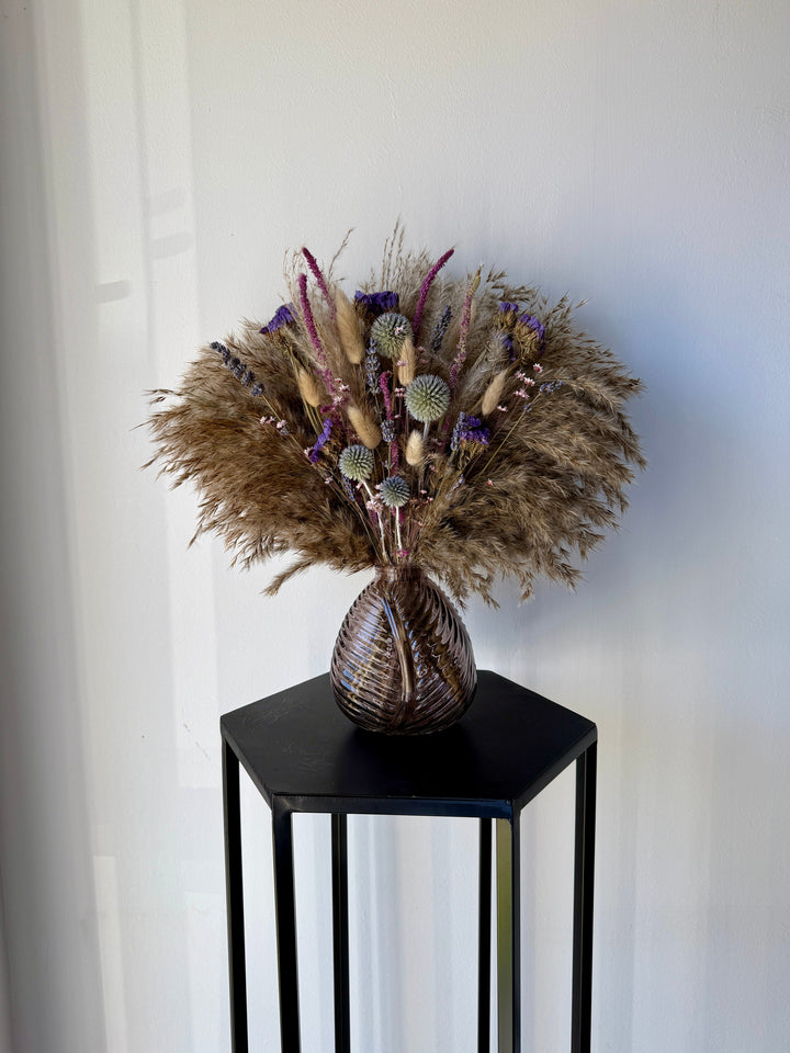 Bonnie Dried Flower Arrangement | Natural &amp; Purple - Pampas Tallo