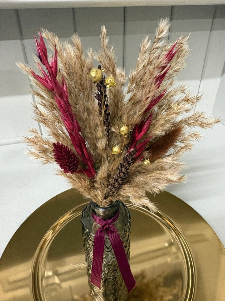 Brown, Burgundy & Gold Christmas Arrangement - Pampas Tallo