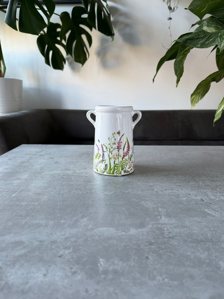 Ceramic Vases - Taupe, White & Flowers - Pampas Tallo