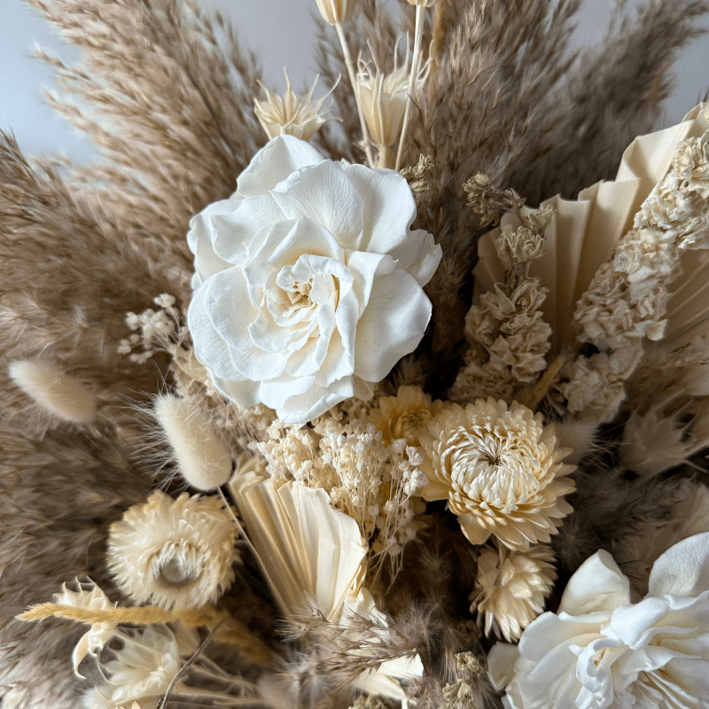 Cleo Dried Flower Arrangement In Natural, Cream & White - Pampas Tallo