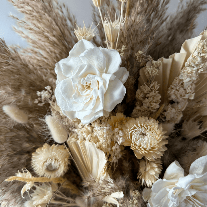 Cleo Dried Flower Arrangement In Natural, Cream & White - Pampas Tallo