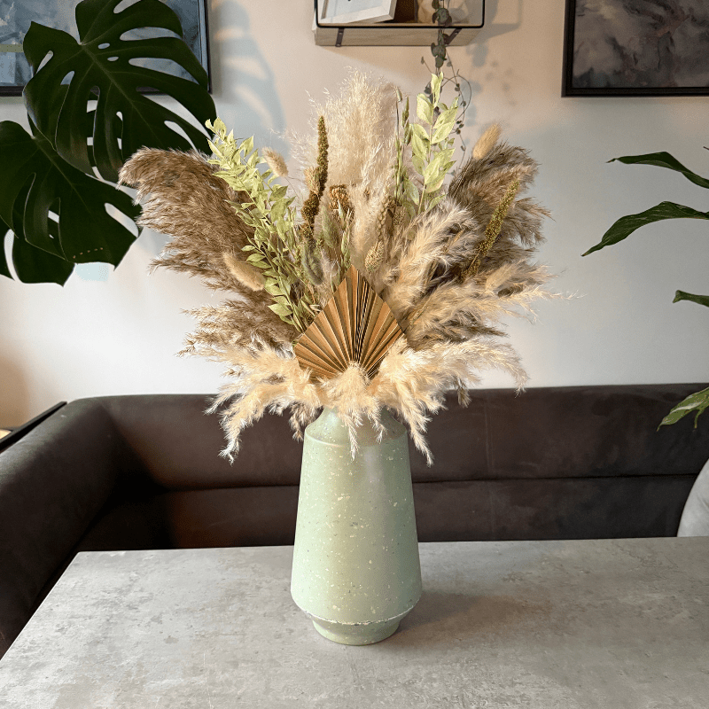 Della Dried Flower Arrangement In Natural, Cream & Green - Pampas Tallo