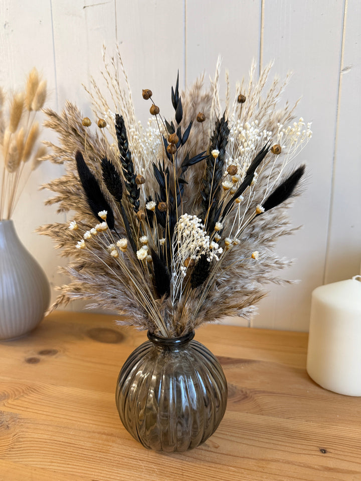 Devon Dried Flower Arrangement | Natural, Black &amp; White - Pampas Tallo