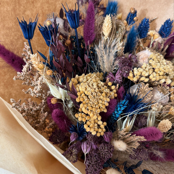 Dried Flower Bouquet | Navy &amp; Burgundy - Pampas Tallo