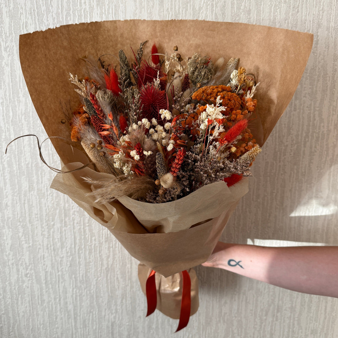 Dried Flower Bouquet | Orange &amp; Neutral - Pampas Tallo
