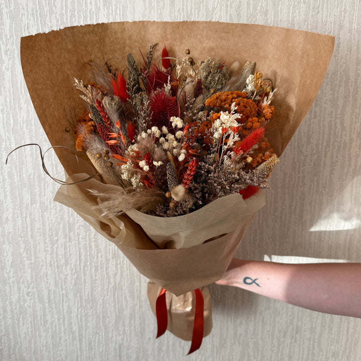 Dried Flower Bouquet | Orange &amp; Neutral - Pampas Tallo
