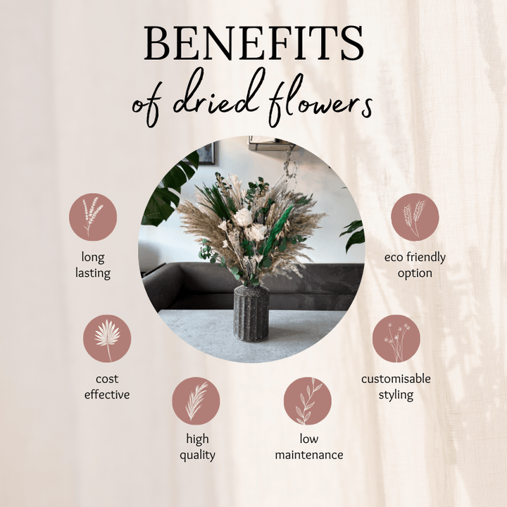 Eliza Dried Flower Arrangement In Natural, Green & Cream - Pampas Tallo