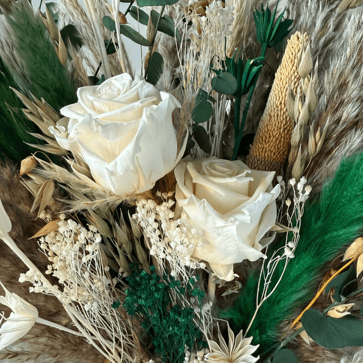 Eliza Dried Flower Arrangement In Natural, Green & Cream - Pampas Tallo