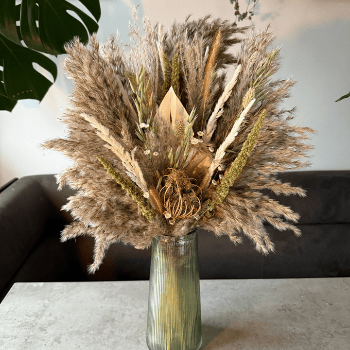 Ember Dried Flower Arrangement In Natural, Green & White - Pampas Tallo