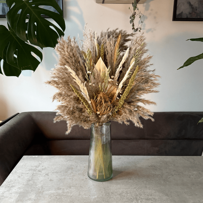 Ember Dried Flower Arrangement In Natural, Green & White - Pampas Tallo