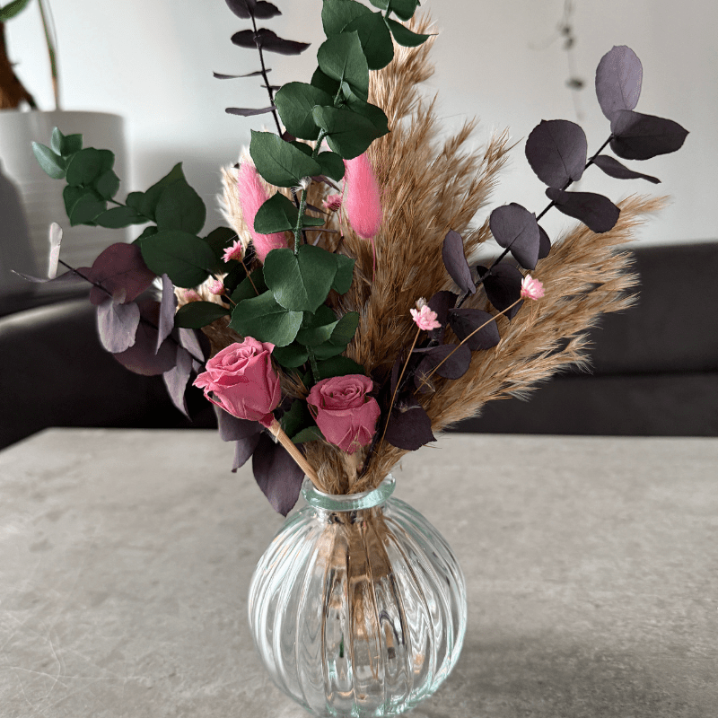 Emily Dried Flower Arrangement In Natural, Pink & Eucalyptus - Pampas Tallo