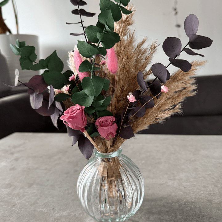 Emily Dried Flower Arrangement In Natural, Pink & Eucalyptus - Pampas Tallo