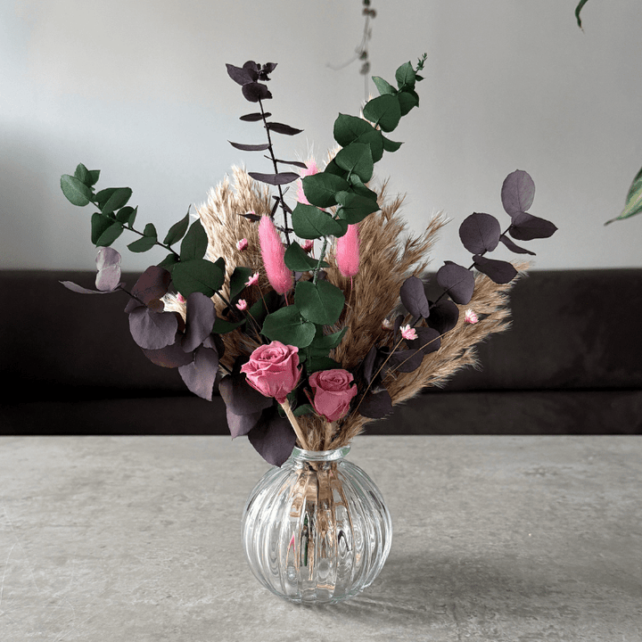 Emily Dried Flower Arrangement In Natural, Pink & Eucalyptus - Pampas Tallo