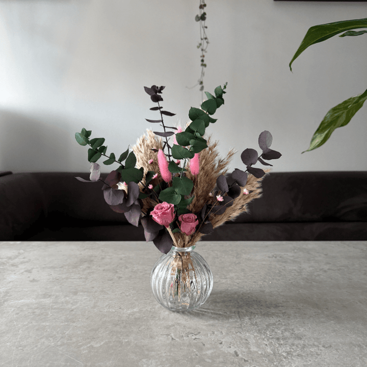 Emily Dried Flower Arrangement In Natural, Pink & Eucalyptus - Pampas Tallo