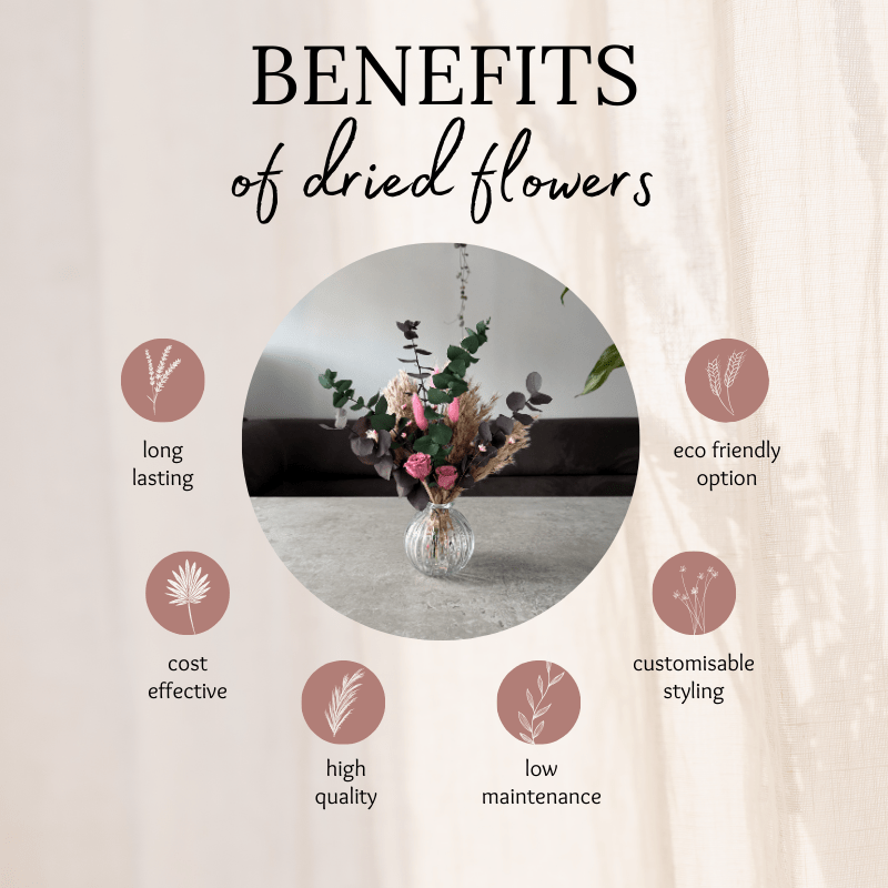 Emily Dried Flower Arrangement In Natural, Pink & Eucalyptus - Pampas Tallo