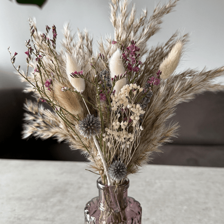 Emma Dried Flower Arrangement In Natural, Berry, Lavender & White - Pampas Tallo