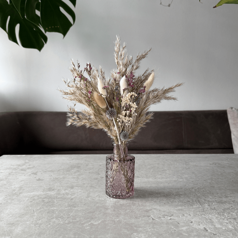 Emma Dried Flower Arrangement In Natural, Berry, Lavender & White - Pampas Tallo