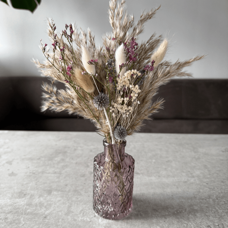 Emma Dried Flower Arrangement In Natural, Berry, Lavender & White - Pampas Tallo