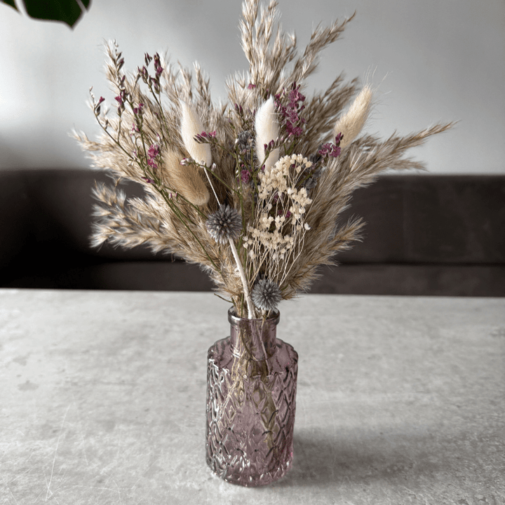 Emma Dried Flower Arrangement In Natural, Berry, Lavender & White - Pampas Tallo