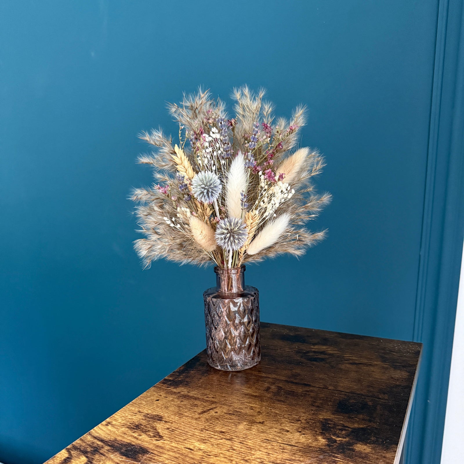 Emma Dried Flower Arrangement | Natural, Berry, Lavender & White - Pampas Tallo