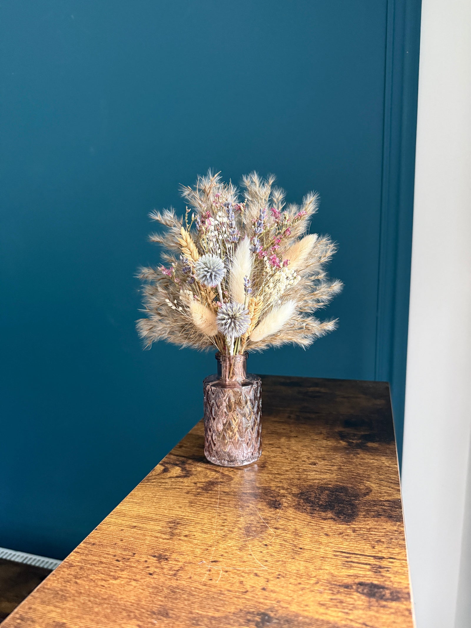 Emma Dried Flower Arrangement | Natural, Berry, Lavender & White - Pampas Tallo