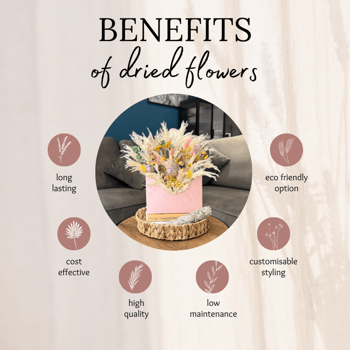 Etta Envelope Dried Flower Box In Cream, Pink, Purple, Yellow & Green - Pampas Tallo